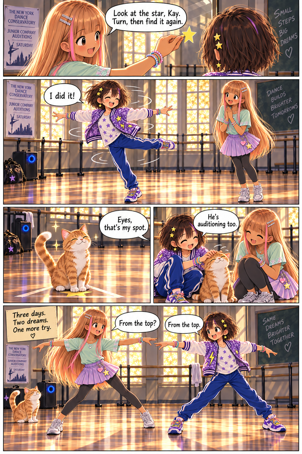 Kay finds her balance and the girls rehearse with Eyes.