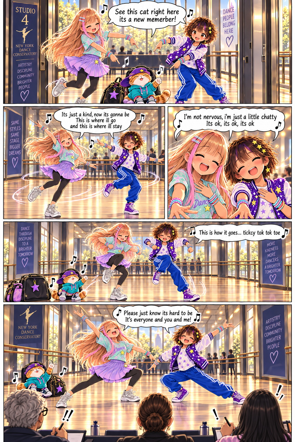 Elsie and Kay sing and dance their new song in harmony.